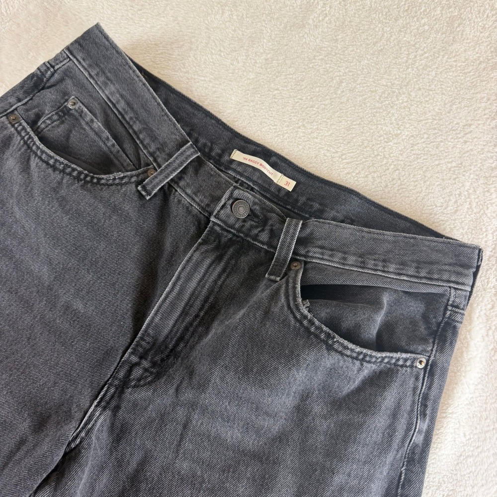 Levi's Jeans Womens 94 Baggy Bootcut Washed Black Denim 31x31 Dark Wash